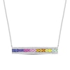 Thumbnail Image 0 of 3.0mm Princess-Cut Multi-Colour Lab-Created Sapphire Rainbow Triple-Row Bar Necklace in Sterling Silver - 16"