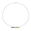 3.0mm Princess-Cut Multi-Colour Lab-Created Sapphire Rainbow Triple-Row Bar Necklace in Sterling Silver - 16"