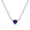 Thumbnail Image 0 of 10.0mm Heart-Shaped Blue Lab-Created Sapphire and White Lab-Created Sapphire Necklace in Sterling Silver - 15"