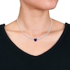 Thumbnail Image 1 of 10.0mm Heart-Shaped Blue Lab-Created Sapphire and White Lab-Created Sapphire Necklace in Sterling Silver - 15"