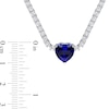 10.0mm Heart-Shaped Blue Lab-Created Sapphire and White Lab-Created Sapphire Necklace in Sterling Silver - 15"