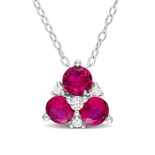 4.5mm Lab-Created Ruby and White Lab-Created Sapphire Pendant in Sterling Silver