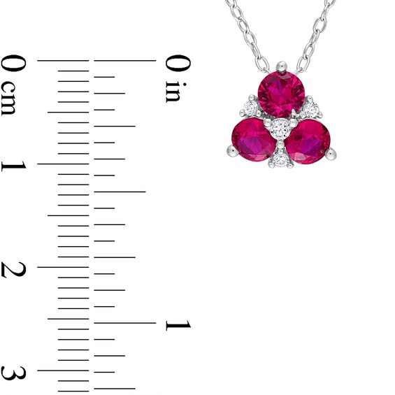 4.5mm Lab-Created Ruby and White Lab-Created Sapphire Pendant in Sterling Silver