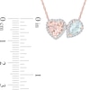 Heart-Shaped Morganite, Pear-Shaped Aquamarine, and 0.20 CT. T.W. Diamond Frame Pendant in 10K Rose Gold - 17"