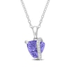 Thumbnail Image 0 of 8.0mm Trillion-Cut Tanzanite and 0.04 CT. T.W. Diamond Ribbon Pendant in Sterling Silver 