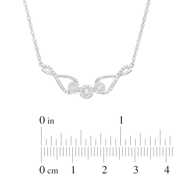 0.13 CT. T.W. Multi-Diamond Infinity Loop Trio Necklace in Sterling Silver