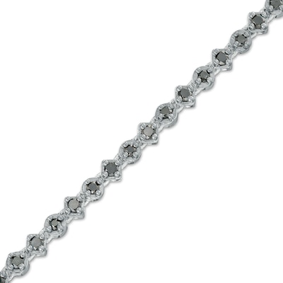 0.96 CT. T.W. Black Diamond Line Bracelet in Sterling Silver – 7.25"