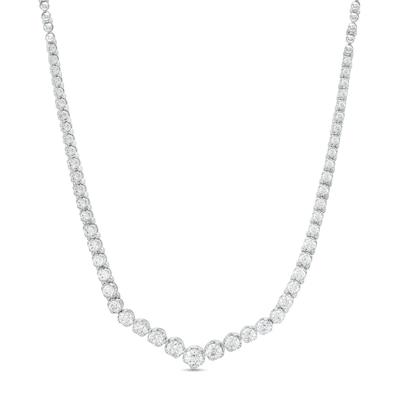 4.01 CT. T.W. Diamond Graduated Chevron Necklace in 10K White Gold – 17"