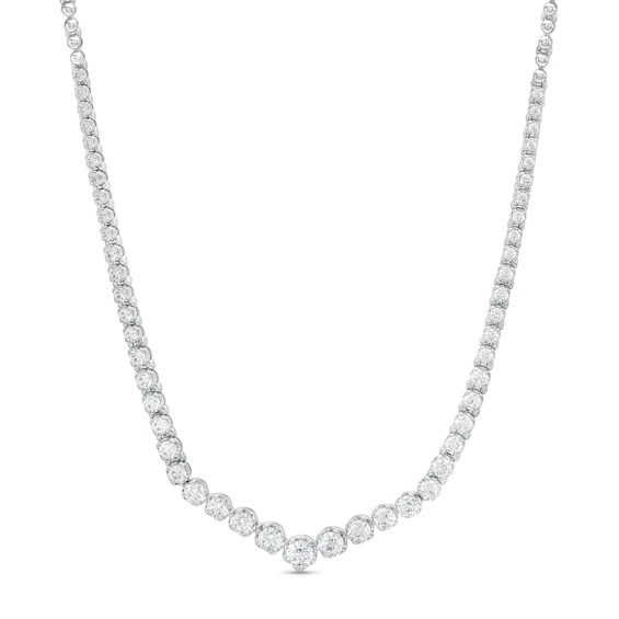 4.01 CT. T.W. Diamond Graduated Chevron Necklace in 10K White Gold – 17"