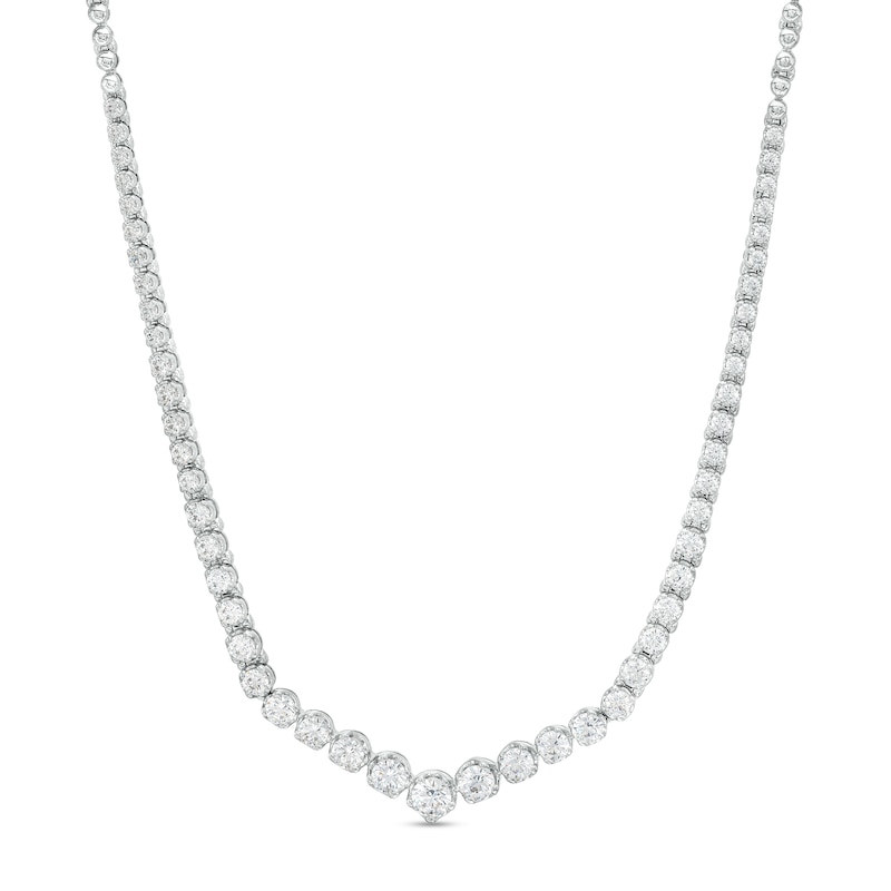 4.01 CT. T.W. Diamond Graduated Chevron Necklace in 10K White Gold – 17"|Peoples Jewellers