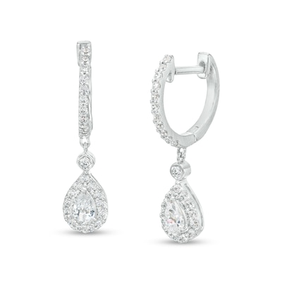 1.05 CT. T.W. Pear-Shaped Diamond Frame Drop Earrings in 10K White Gold