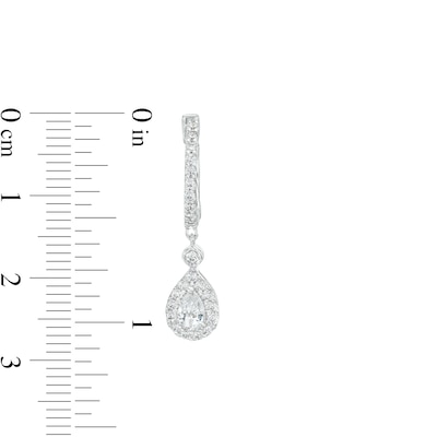 1.05 CT. T.W. Pear-Shaped Diamond Frame Drop Earrings in 10K White Gold