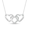 Thumbnail Image 0 of Mother's Diamond Accent Beaded Engravable Interlocking Hearts Necklace in Sterling Silver (3 Lines)