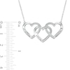 Thumbnail Image 1 of Mother's Diamond Accent Beaded Engravable Interlocking Hearts Necklace in Sterling Silver (3 Lines)