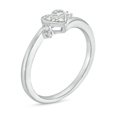 0.10 CT. T.W. Diamond Heart Promise Ring in Sterling Silver