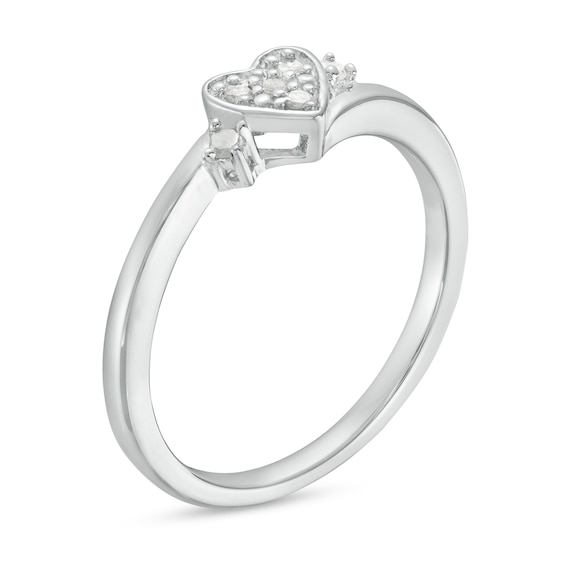 0.10 CT. T.W. Diamond Heart Promise Ring in Sterling Silver