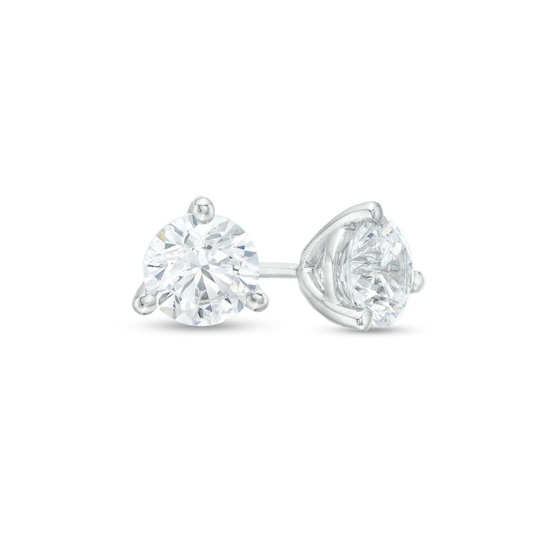 1.25 CT. T.W. Certified Canadian Diamond Solitaire Stud Earrings in 14K White Gold (I/I2)