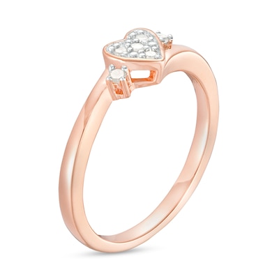 0.10 CT. T.W. Diamond Heart Promise Ring in Sterling Silver with Rose-Tone Flash Plate