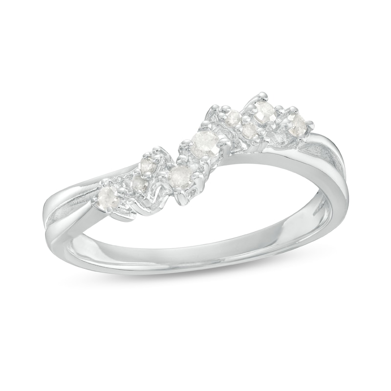 0.16 CT. T.W. Diamond Crossover Split Shank Promise Ring in Sterling Silver|Peoples Jewellers