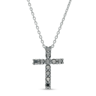 0.40 CT. T.W. Black Diamond Cross Pendant in Sterling Silver