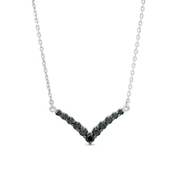 0.50 CT. T.W. Black Diamond Chevron Necklace in Sterling Silver – 18.75&quot;