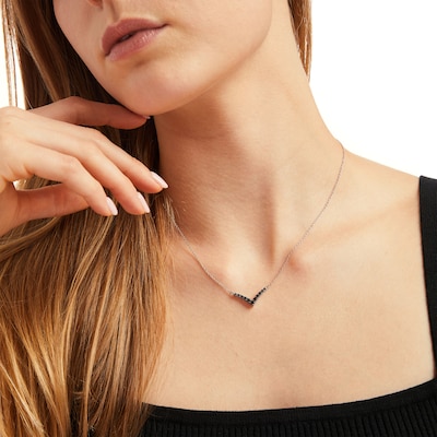 0.50 CT. T.W. Black Diamond Chevron Necklace in Sterling Silver – 18.75"