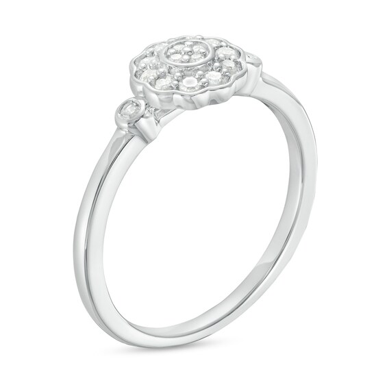 0.21 CT. T.W. Diamond Flower Frame Promise Ring in Sterling Silver