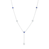 Vera Wang Love Collection Blue Sapphire and 0.18 CT. T.W. Diamond Station "Y" Necklace in 10K White Gold - 19"