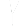 Vera Wang Love Collection Blue Sapphire and 0.18 CT. T.W. Diamond Station "Y" Necklace in 10K White Gold - 19"