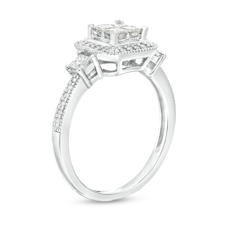 0.68 CT. T.W. Quad Princess-Cut Diamond Frame Engagement Ring in 10K White Gold (H/I1)|Peoples Jewellers