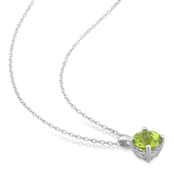 7.0mm Peridot Solitaire Pendant and Stud Earrings Set in Sterling Silver