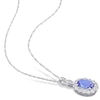 Thumbnail Image 3 of Oval Tanzanite, White Topaz, and 0.065 CT. T.W. Diamond Frame Pendant and Drop Earrings Set in 14K White Gold - 17"