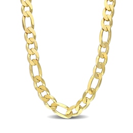 14.5mm Figaro Chain Necklace in Sterling Silver with Gold-Tone Flash Plate - 24&quot;