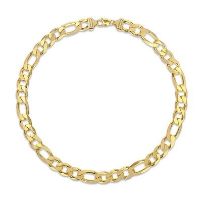 14.5mm Figaro Chain Necklace in Sterling Silver with Gold-Tone Flash Plate - 24"