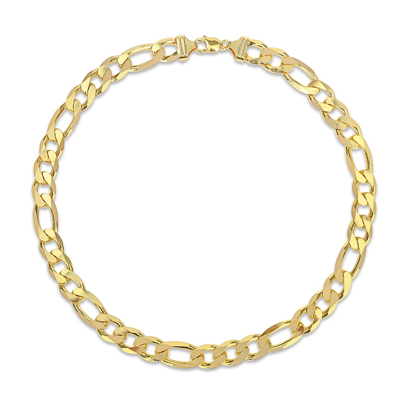 14.5mm Figaro Chain Necklace in Sterling Silver with Gold-Tone Flash Plate - 24"|Peoples Jewellers