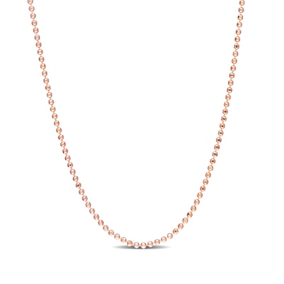 1.5mm Bead Chain Necklace in Sterling Silver with Rose-Tone Flash Plate