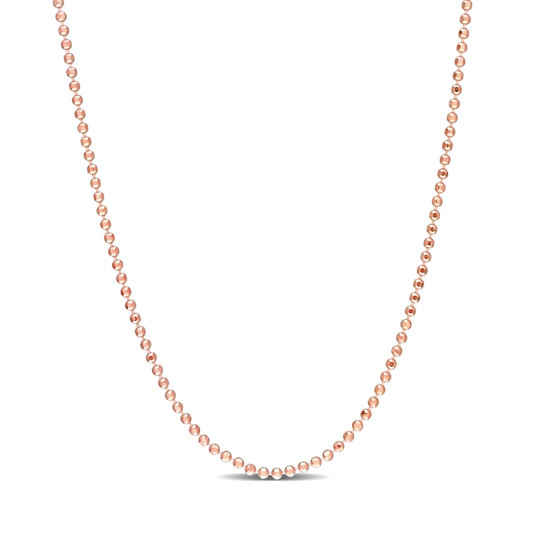 1.5mm Bead Chain Necklace in Sterling Silver with Rose-Tone Flash Plate