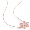 Thumbnail Image 3 of Pear-Shaped Morganite and 0.04 CT. T.W. Diamond Flower Necklace and Stud Earrings Set in 10K Rose Gold - 17"