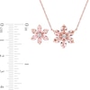 Pear-Shaped Morganite and 0.04 CT. T.W. Diamond Flower Necklace and Stud Earrings Set in 10K Rose Gold - 17"