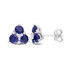 Thumbnail Image 1 of 4.0mm Blue and White Lab-Created Sapphire Stud Earrings in Sterling Silver