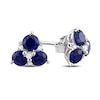 Thumbnail Image 2 of 4.0mm Blue and White Lab-Created Sapphire Stud Earrings in Sterling Silver