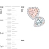 Thumbnail Image 2 of Heart-Shaped Morganite, Pear-Shaped Aquamarine, and 0.37 CT. T.W. Diamond Frame Stud Earrings in 10K Rose Gold