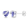 Thumbnail Image 0 of 7.0mm Trillion-Cut Tanzanite and 0.06 CT. T.W. Diamond Ribbon Stud Earrings in Sterling Silver