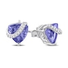 Thumbnail Image 1 of 7.0mm Trillion-Cut Tanzanite and 0.06 CT. T.W. Diamond Ribbon Stud Earrings in Sterling Silver