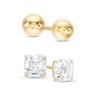 Thumbnail Image 0 of 6.0mm Asscher-Cut Cubic Zirconia and 4.0mm Ball Stud Earrings Set in 14K Gold