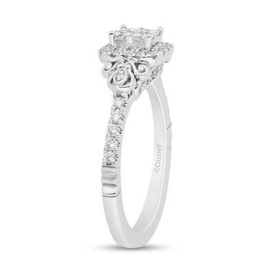 Enchanted Disney Cinderella 0.95 CT. T.W. Quad Princess-Cut Diamond Frame Engagement Ring in 14K White Gold