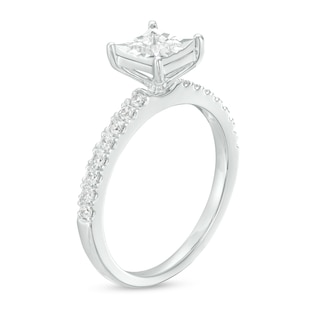 0.69 CT. T.W. Princess-Cut Diamond Engagement Ring in 10K White Gold (I/I2)