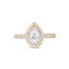 0.83 CT. T.W. Certified Pear-Shaped Double Frame Engagement Ring in 14K Two-Tone Gold (F/SI2)