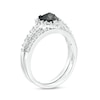 Thumbnail Image 2 of 1.02 CT. T.W. Heart-Shaped Black and White Diamond Frame Bridal Set in 10K White Gold