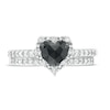 Thumbnail Image 3 of 1.02 CT. T.W. Heart-Shaped Black and White Diamond Frame Bridal Set in 10K White Gold